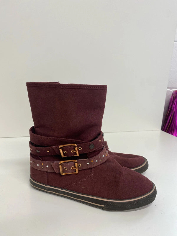 Fabulous burgundy Next embellished biker boots Uk4 GK002