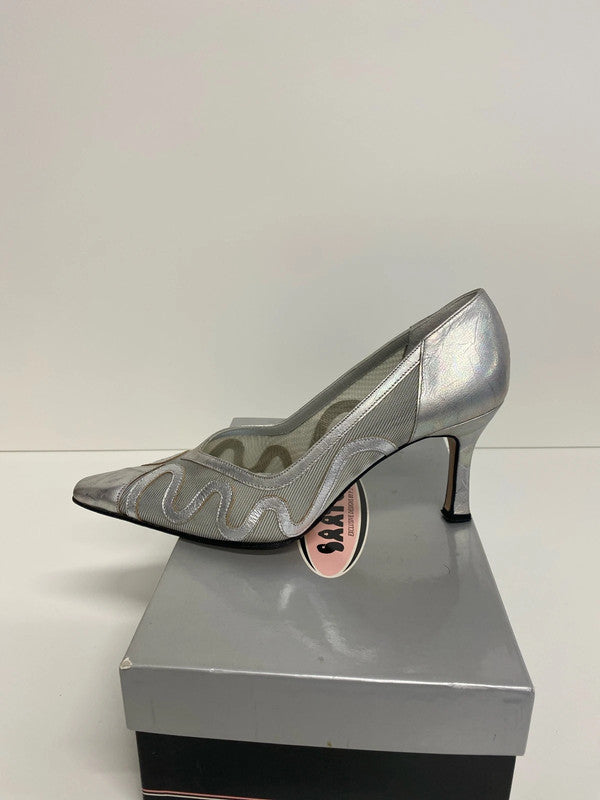 Saatchi Glamorous Silver Iridescent Mesh Heels UK 6 KM005
