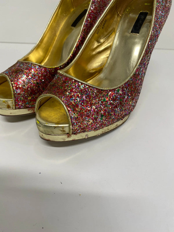 Gorgeous rainbow glitter heels peep toe 5 MA003