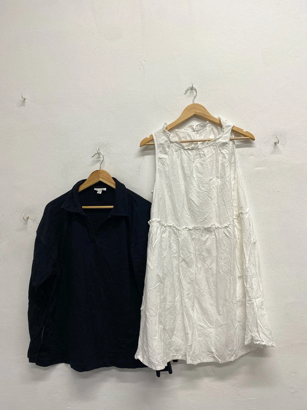 Bundle 45 Topshop black collar top and smock white dress UK S KS002