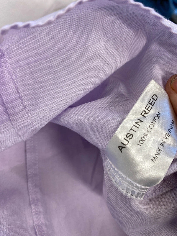 Fab duo of Austin Reed formal office wear shirts Uk14 lilac white #4 KM005