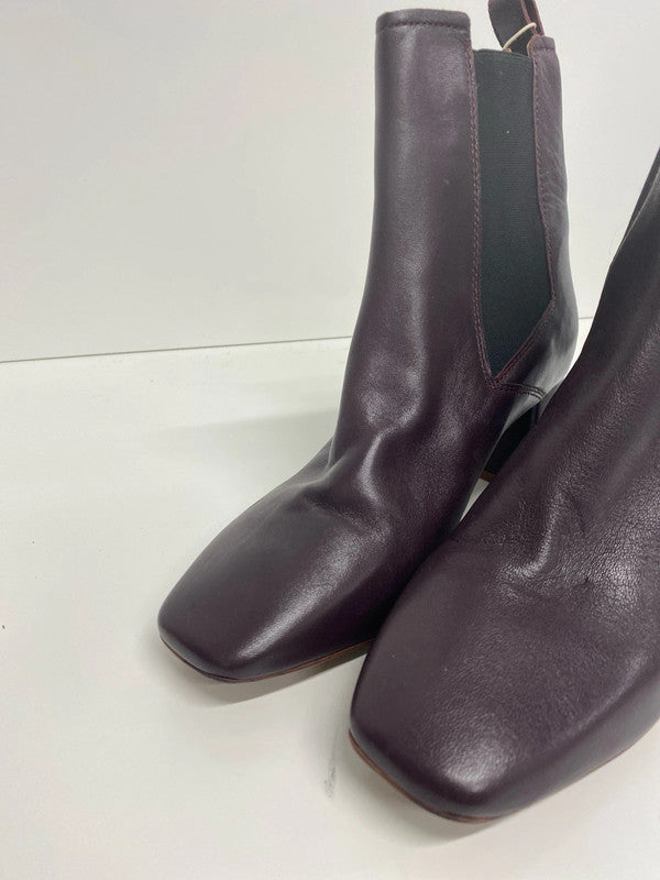 Fabulous H&M maroon leather ankle Chelsea boots Uk5 New KM003