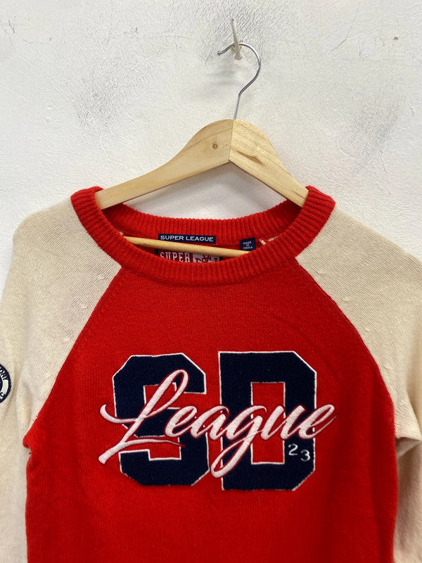 Fabulous superdry superleague nyc jumper cream red UK XS GK002