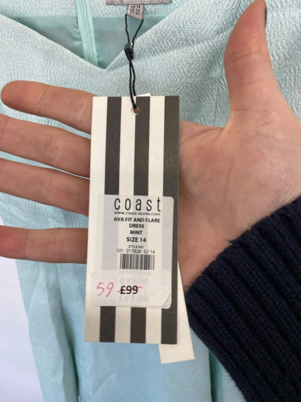 Fabulous Coast Ava Fit & flare Mint occasion dress Uk14 New JR001