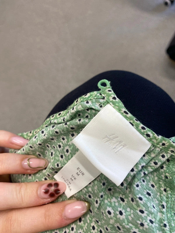 Stunning h&m green daisy pattern smock UK M MB001