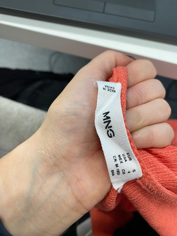 Stunning mango pink textured Strappy smock dress UK S KS002