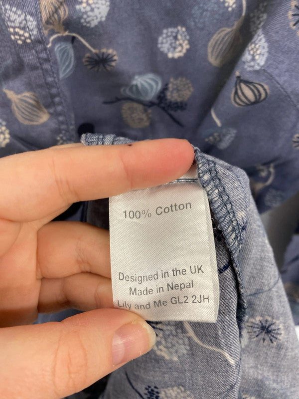 Lily & Me Lovely Slate Blue Botanical Pattern Tunic UK 12 MM005