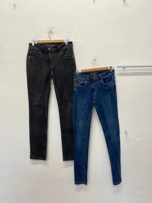 Fabulous Duo of Jeans Uk12 Long black blue George #4 kW002