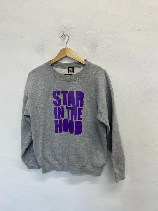Fabulous star in the hood printed grey sweatshirt UK M LG006