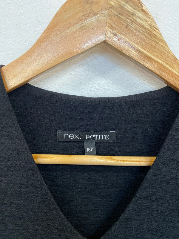 Next Stylish Black Sheath LBD Mini Dress UK 16 Petite GW001