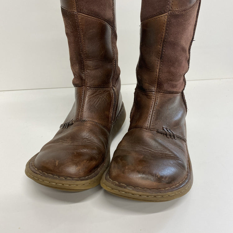 Dr Martens Vintage 10492 Mid Calf Brown Leather Biker Zip Wedge Boots Uk5 MM005