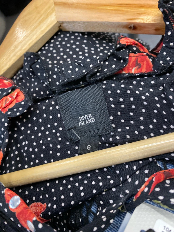 Fabulous polka dot River Island Uk8 romantic dress New Km004