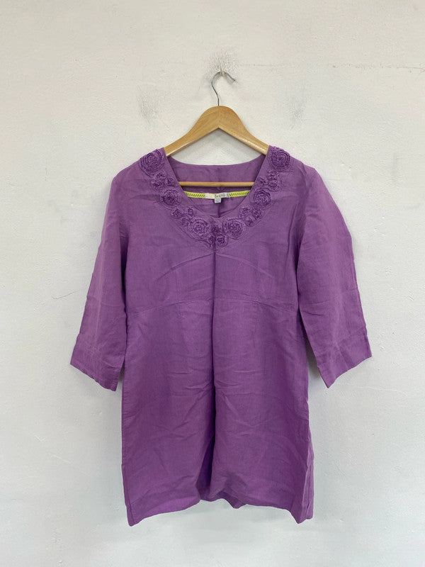 Boden Gorgeous Purple Abstract Floral Detail Tunic Dress UK 12 MM005