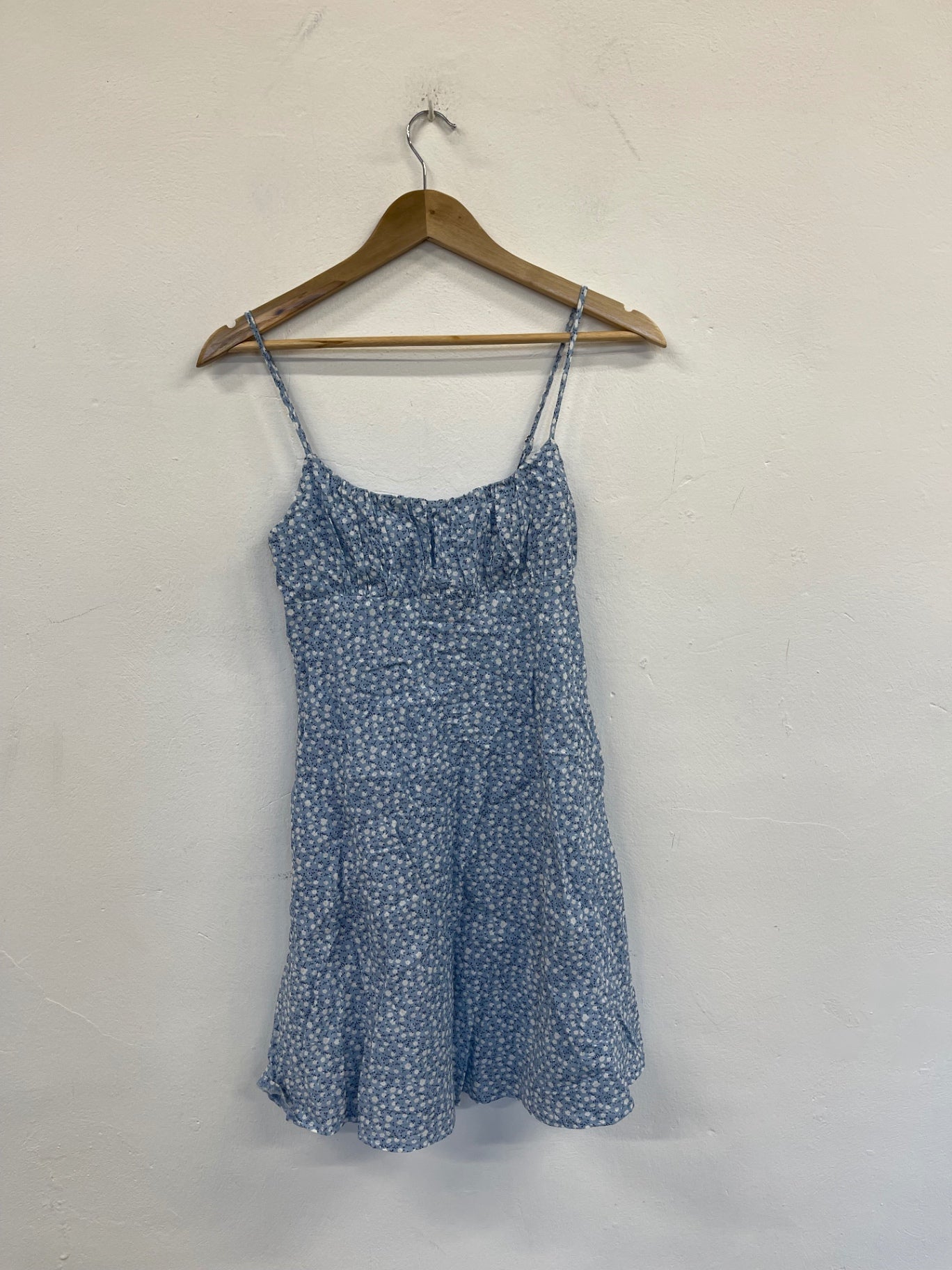 Fabulous Princess Polly Elvia Dress Y2K ditsy UK8 Blue & white SA514