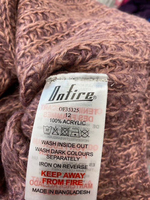 Lovely Onfire Mauve knit high roll neck jumper New Uk12 JR001