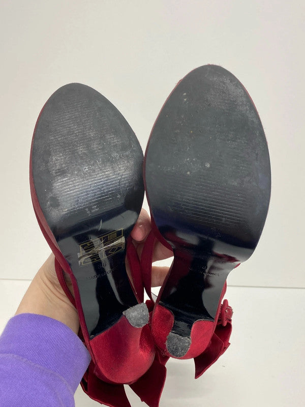 Carvela Elegant Red Satin Bow Detail Heels UK 5 AE001