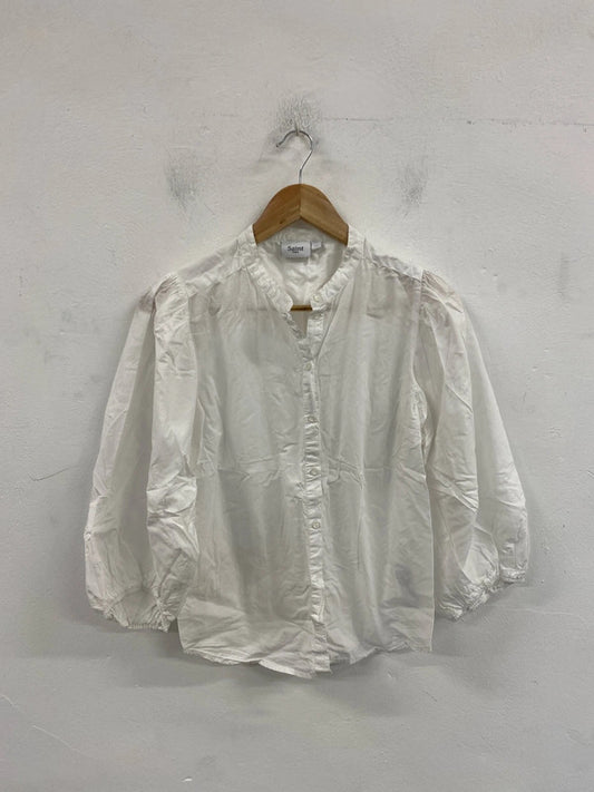 Saint Tropez Elegant White Semi Sheer Blouse Size XS SN002