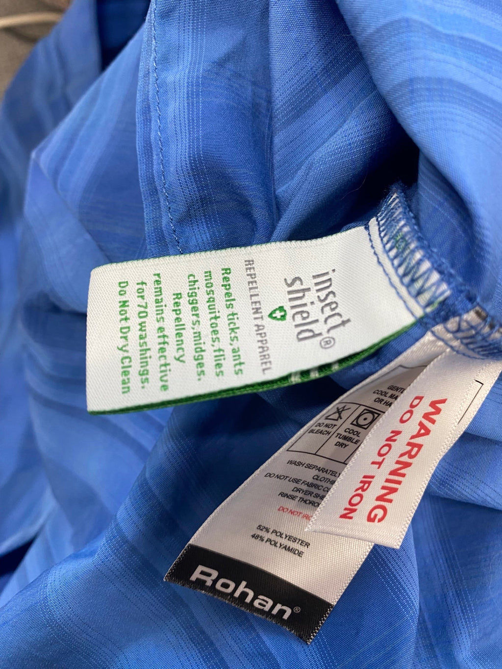 Classic Rohan insect shield Shirt UK 16 Blue striped SO560