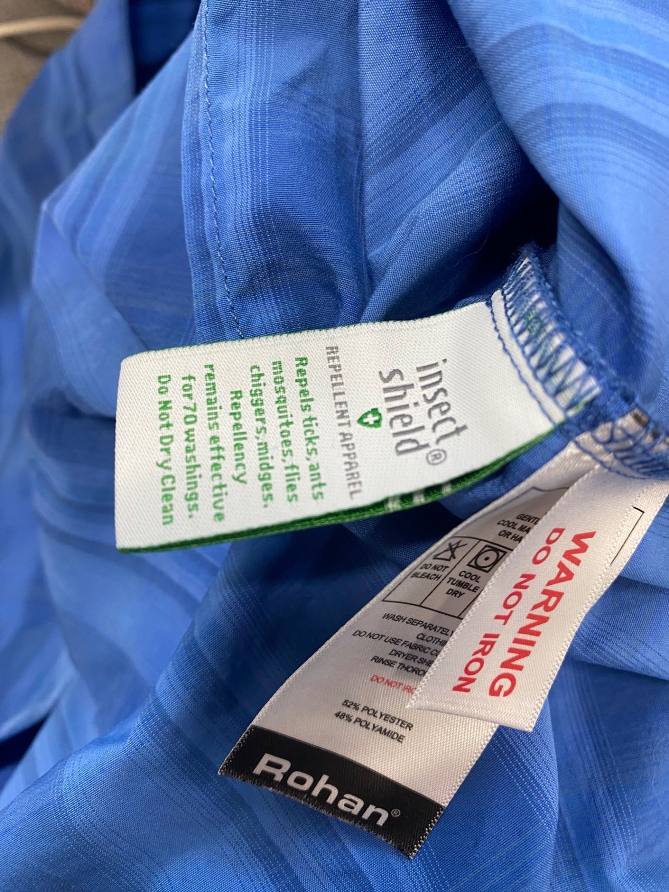 Classic Rohan insect shield Shirt UK 16 Blue striped SO560