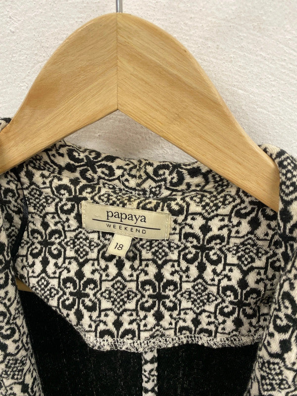 Fabulous Papaya weekend geometric pattern waterfall front cardigan gilet 18 CR002