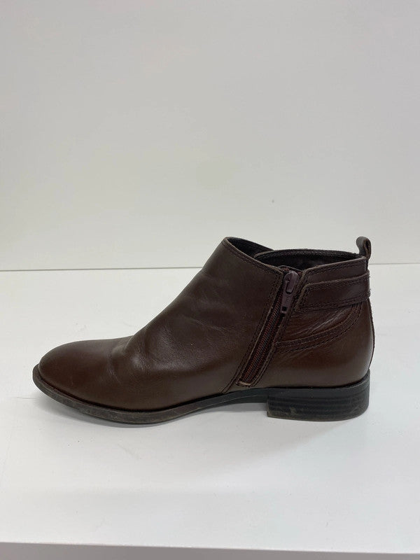 M&S Chic Chocolate Brown Leather Ankle Boots UK 4.5 NC001