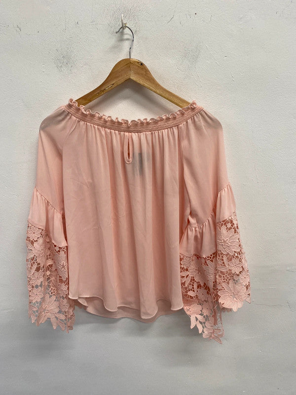 Stunning Joseph ribkoff blush pink gypsy Bardot top UK 10 KM004