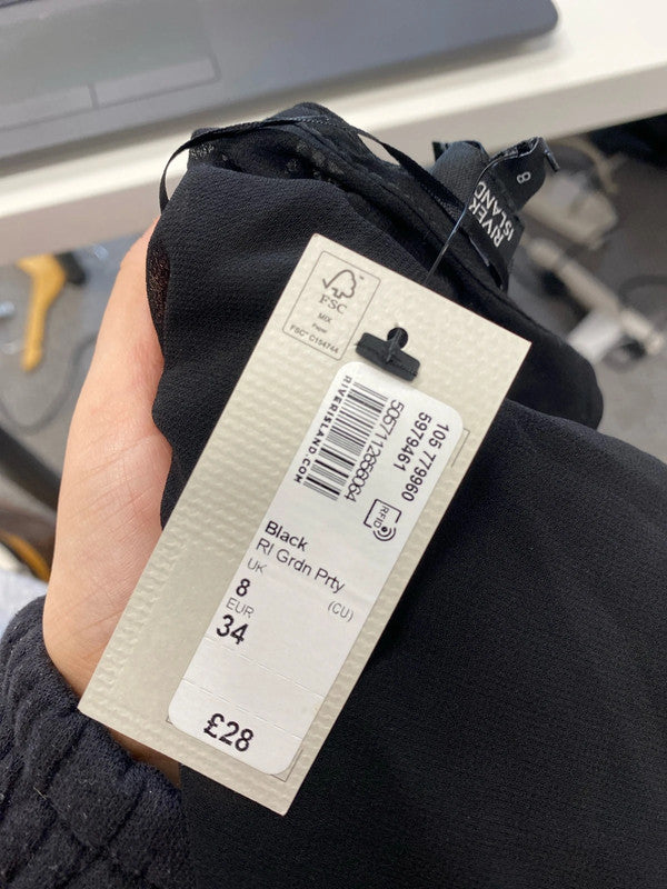 Beautiful river island black frill cami top UK 8 KM004