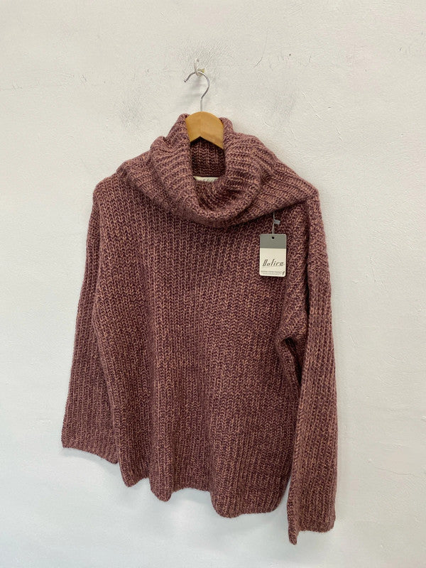 Lovely Onfire Mauve knit high roll neck jumper New Uk12 JR001