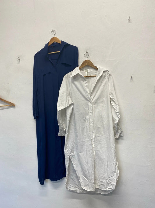 Fabulous Duo of Longline shirt dresses  UkS H&M white #4 GJ001