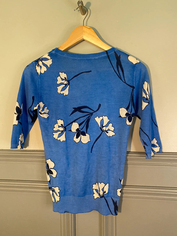 Fabulous Cashmere Floral royal blue jumper from Crumpet UkS KR002