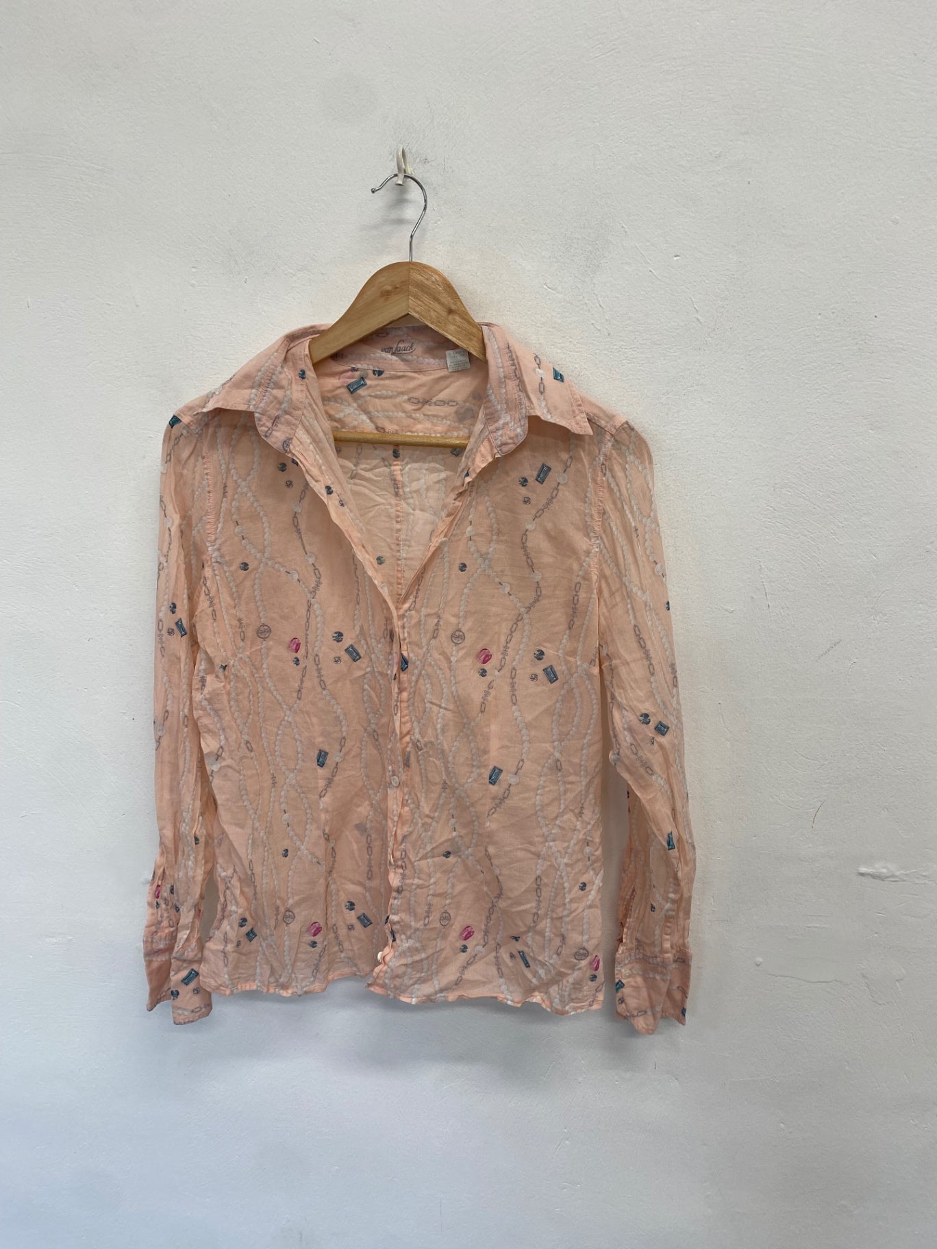 Stunning van Laack Shirt UK 12 Pink jewel printed cotton KR559