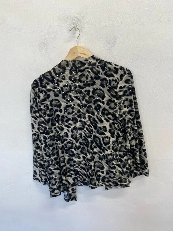 Lovely alexara leopard silver spotted coord top cardigan UK 16 RR002