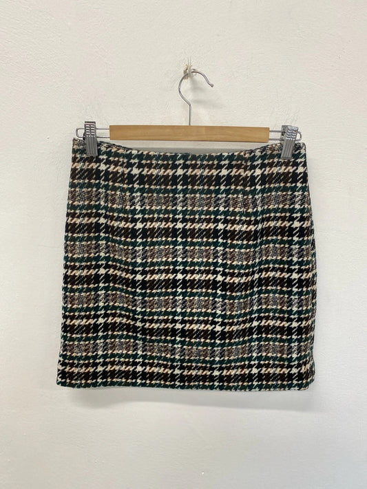 H&M Chic Earthy Tones Houndstooth Mini Skirt UK 8 CF002