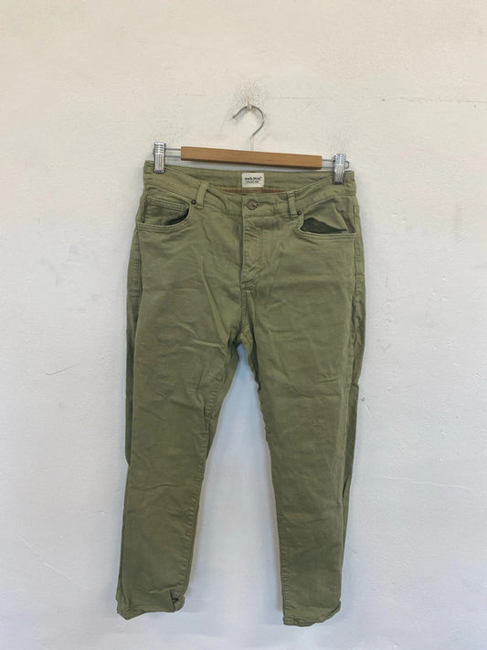 White Stuff Fab Khaki Green Crop Straight Leg Jeans UK 10 AO001