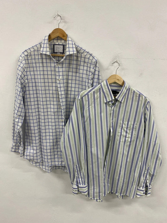 Duo of Mens classic shirts stripe check 16.5 Charles Tyrwhitt M&S bundle 61 JS004