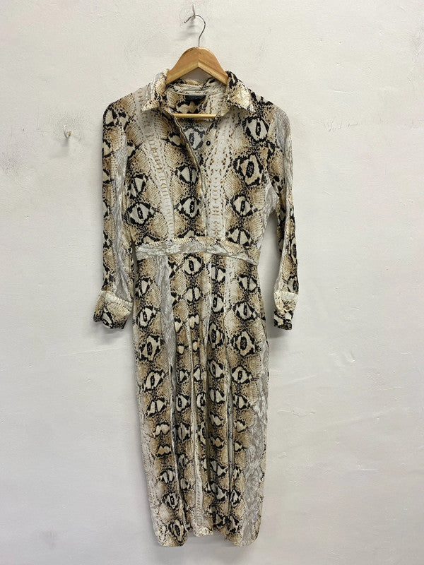 Stunning Topshop snakeprint midi shirt dress UK 10 NS003