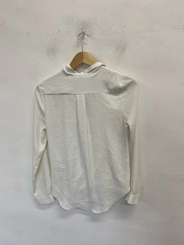 Lovely river island white blouse office vibes UK 8 JA001
