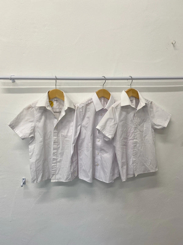 Fab Bundle of school shirts age 5-6 M&S & F&F white summer #64 LD003