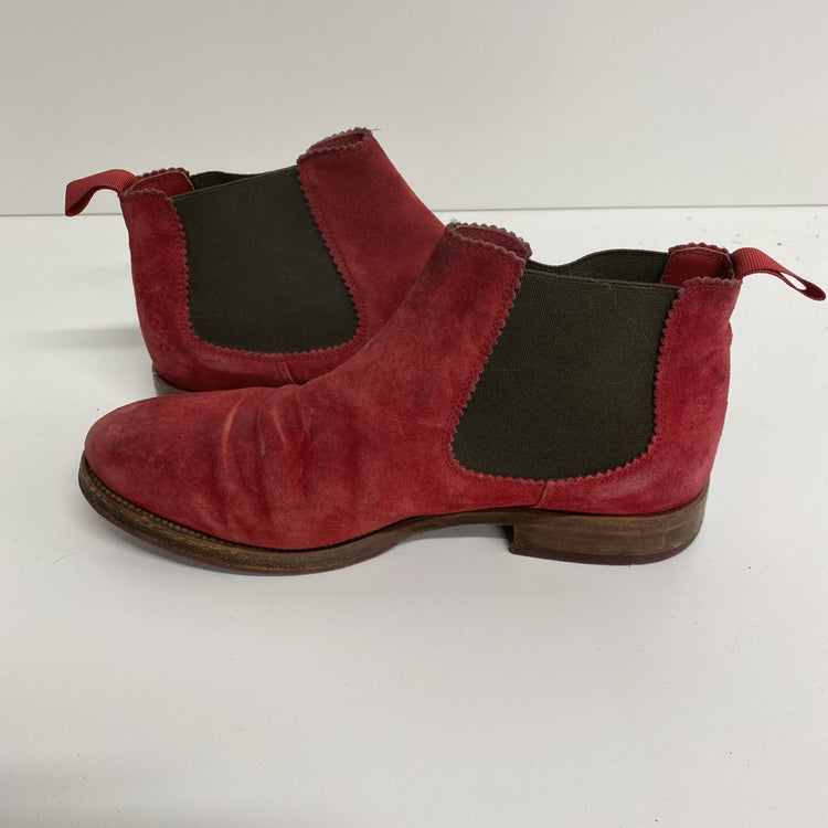 Gorgeous Red Suede George’s Chelsea Boots UK4 36 Super Soft Handmade SS002