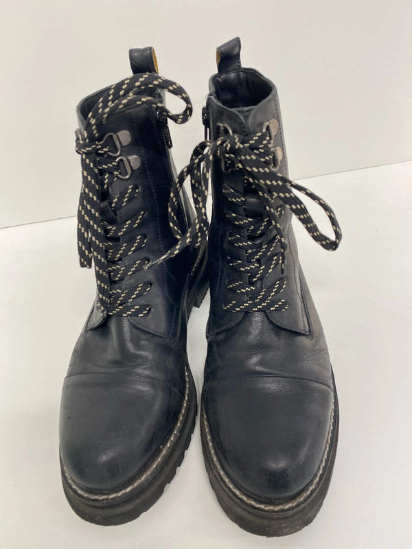 Fabulous Black leather Joules stomper boots Uk4 YTH01