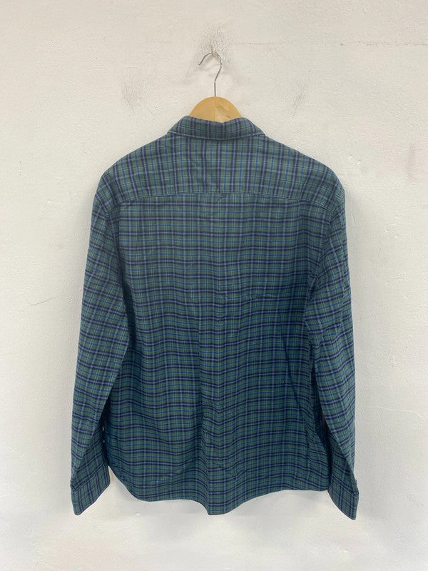M&S Smart Green & Blue Check Shirt Size L SR006