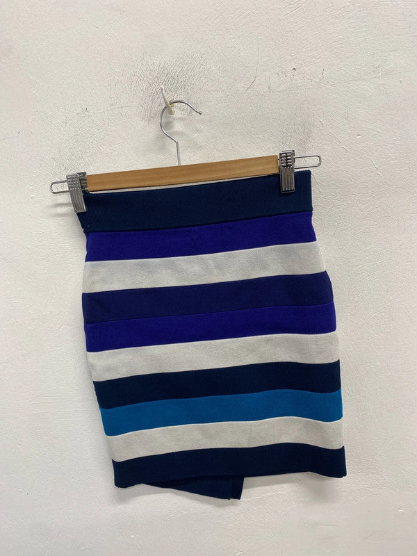 Lovely Karen Millen purple stripe mini skirt UK 4/6 AE001