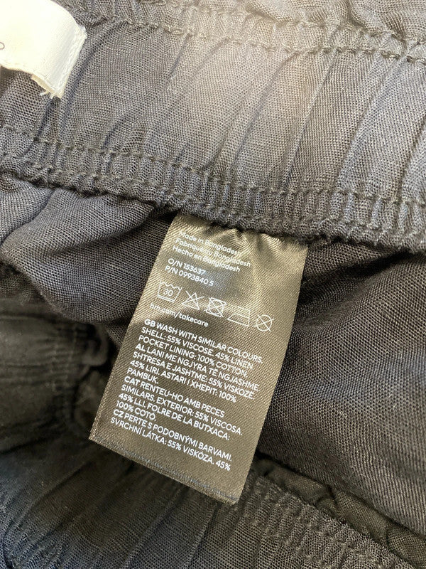 Lovely H&M black linen blend shorts holiday UK M ED001