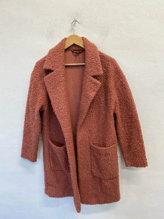 Fabulous M&S soft coral pink Teddy Coat Uk12 JR001