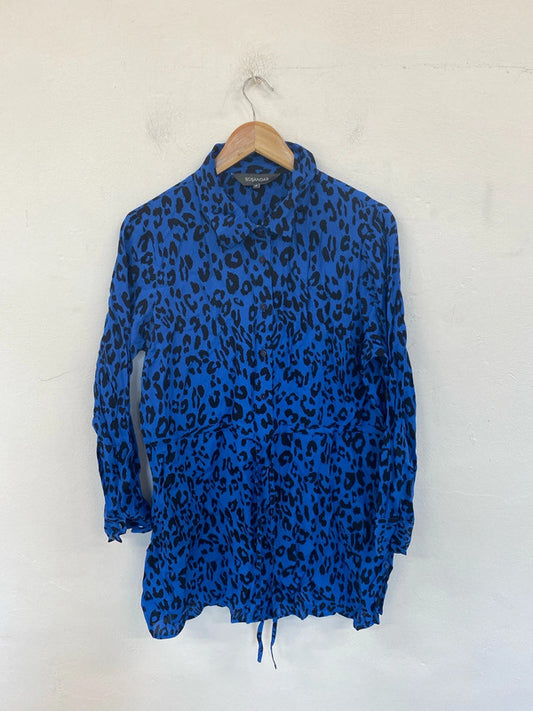 Sosandar Chic Blue Leopard Print Tunic Blouse UK 14 LW005