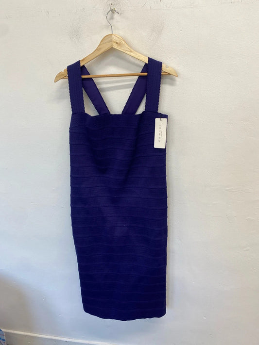 Stunning damsel in a dress jasmine bandage purple dress midi UK 16 MW001