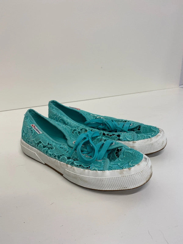 Fabulous SuperGa teal lace delicate pumps UK6 classics JR001