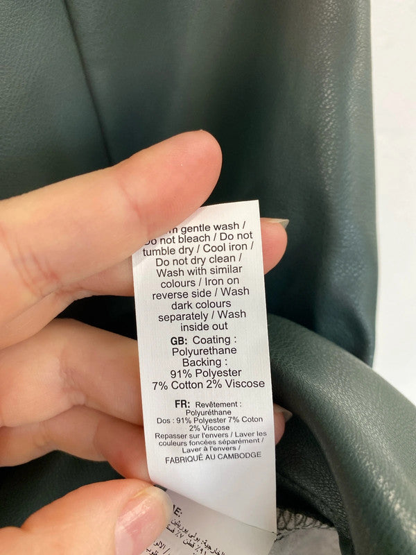 New Look Chic Slate Green Faux Leather Mini Skirt UK 14 NN001