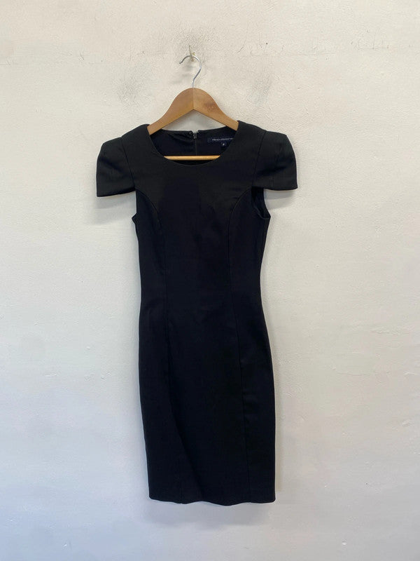 Stunning French connection black midi shoulder pad formal dress UK 8 LK009