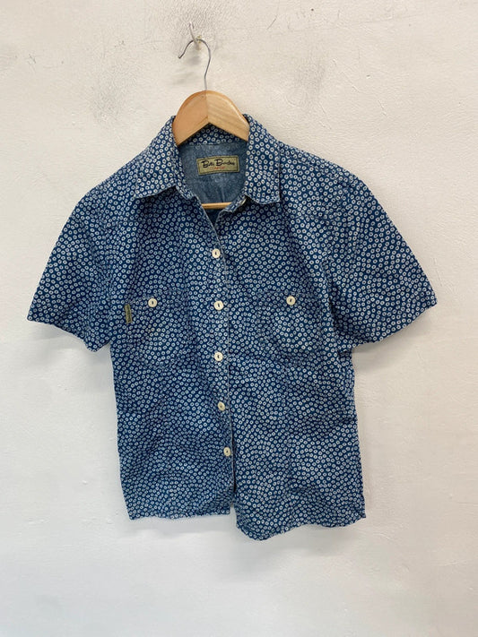 Lovely Betty Barclay blue denim daisy print shirt UK 14 MM005